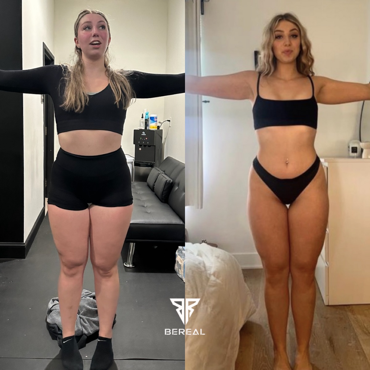 A client, before and after